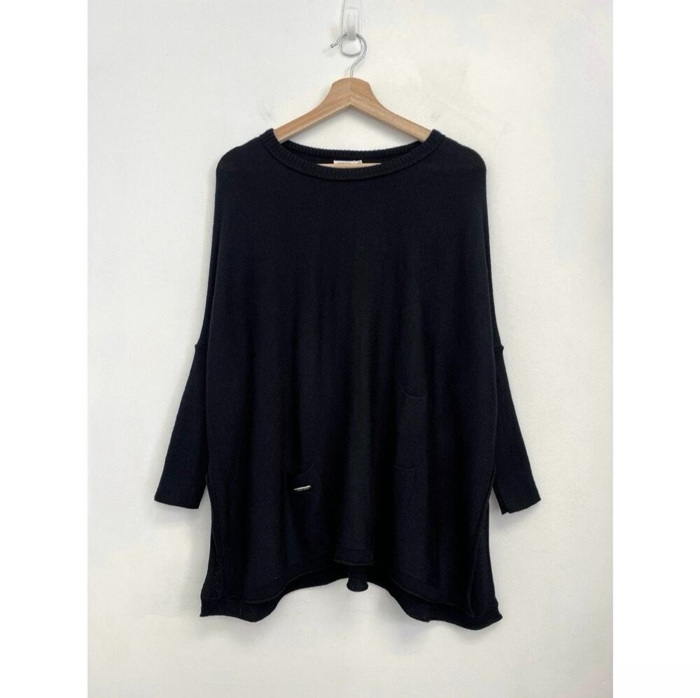 Mersea Catalina Oversized Sweater Side Slits 3/4 Dolman Sleeve Boxy - One Size